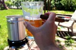 American Wheat Ale in the pot, Mighty Arrow in the glass, A Fuente Hemingway in the hand.